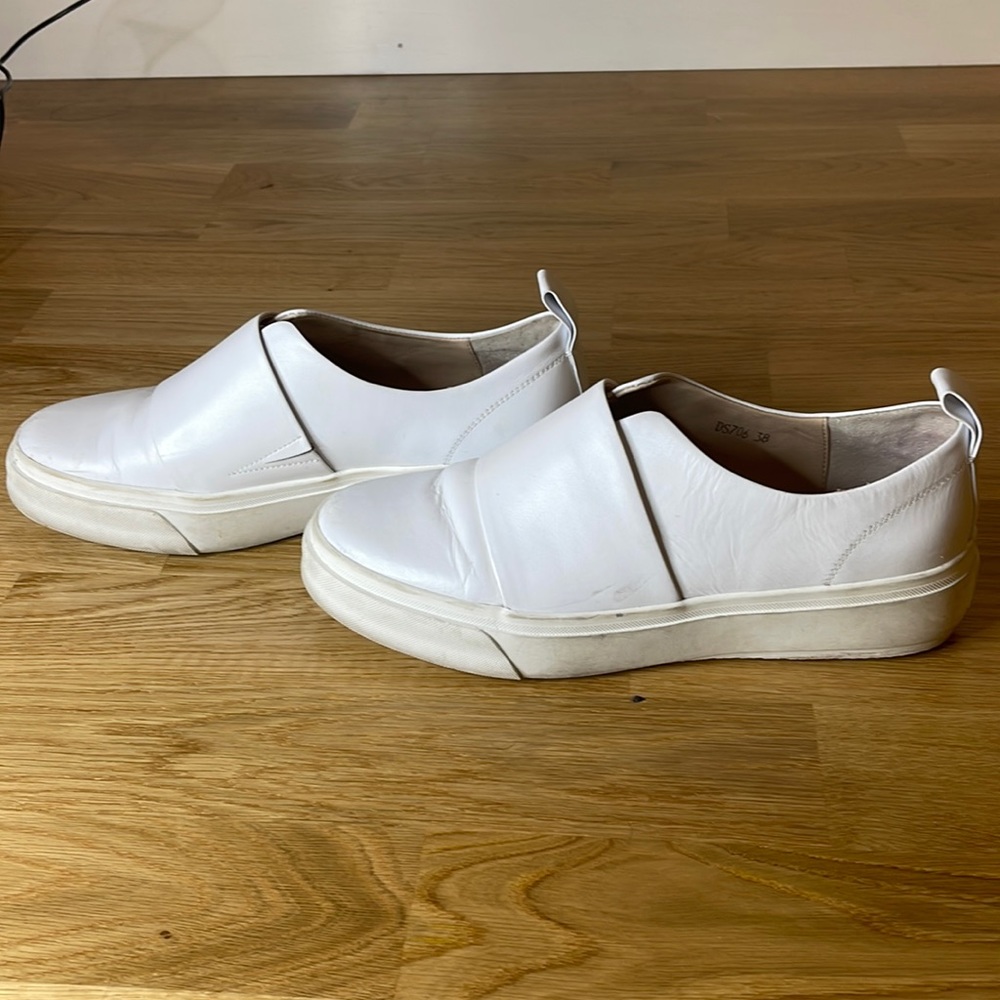 White leather slip on sneaker